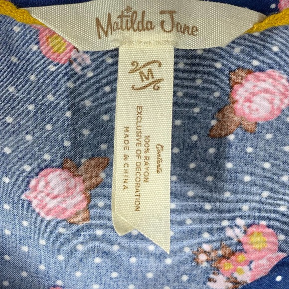 Matilda Jane Dream A Little Dream Floral Polka Dot Blouse Blue Pink Size Medium - Picture 7 of 7